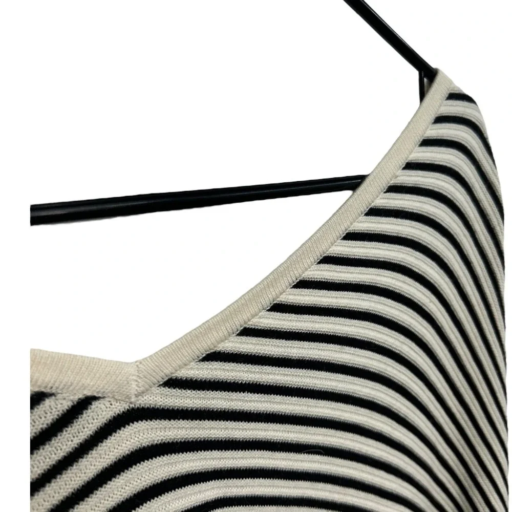 Minimalist Tunic Sweater 18/20 Beige Black Striped Capsule‎ Comfy Cotton Rayon